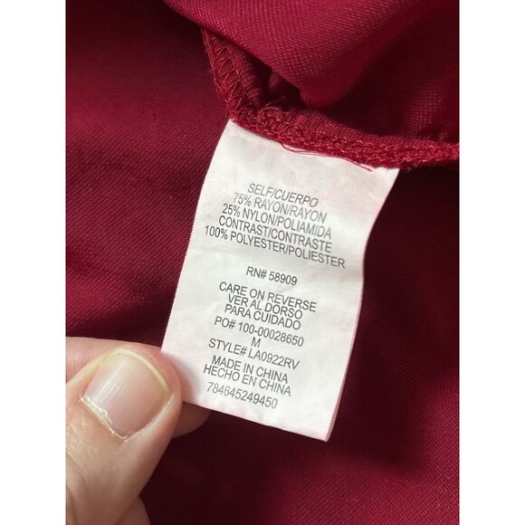 Gibson Latimer Shirt Womens Medium Red Velvet Off Shoulder Bell Sleeve Blouse - Picture 5 of 9